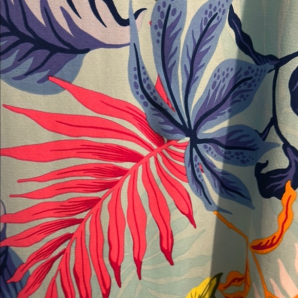 Stella Parker Tropical Leaf Print V-Neck Dress Size L - Picture 4 of 6